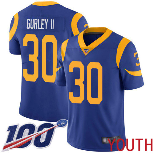 Los Angeles Rams Limited Royal Blue Youth Todd Gurley Alternate Jersey NFL Football #30 100th Season Vapor Untouchable->women nfl jersey->Women Jersey